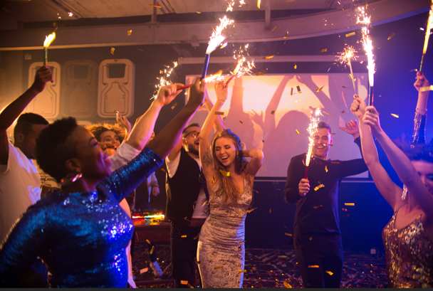 Guests celebrating on the dance floor