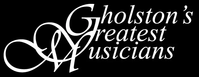 A black and white logo for ghols greatest music.