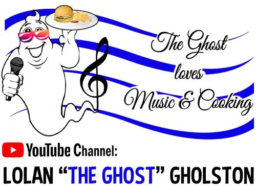 A cartoon of a ghost holding a plate with food on it.